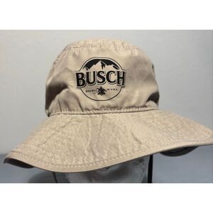 Busch Light Bucket Hat Cap Adult Tan Khaki One Size Sun Hat FLAW